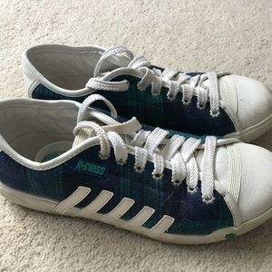 K-Swiss blue green plaid  size 8 sneakers